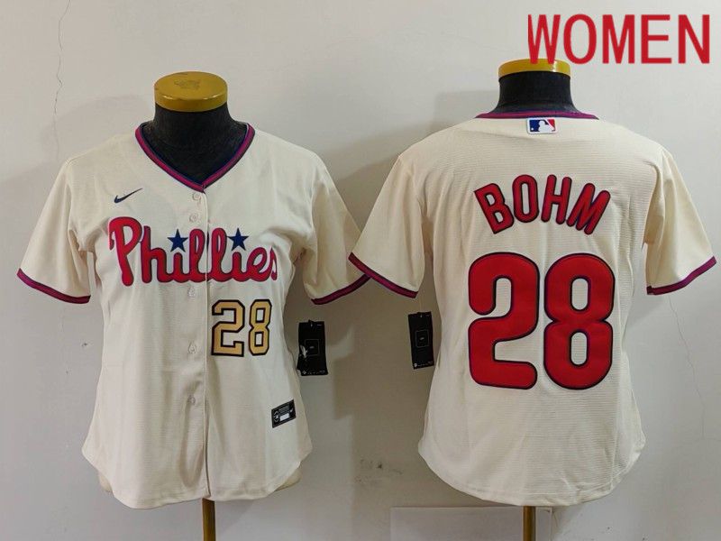 Women Philadelphia Phillies #28 Bohm Cream Game 2024 Nike MLB Jersey style 3